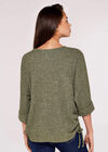 Soft Touch Drawstring Batwing Top, Khaki, large