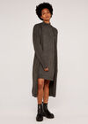 Knitted Long Cardigan, Dark Grey - Charcoal, large