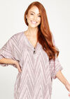 Chevron Jaquard Big Zipper Top, Pink, large