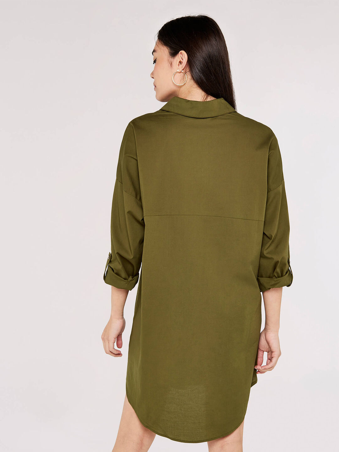 open lace back dress Khaki Striped Shirt Dress – Turkish Cotton main image 1