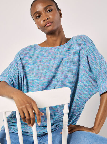 Multi-Coloured Waffle Knit Longline Top