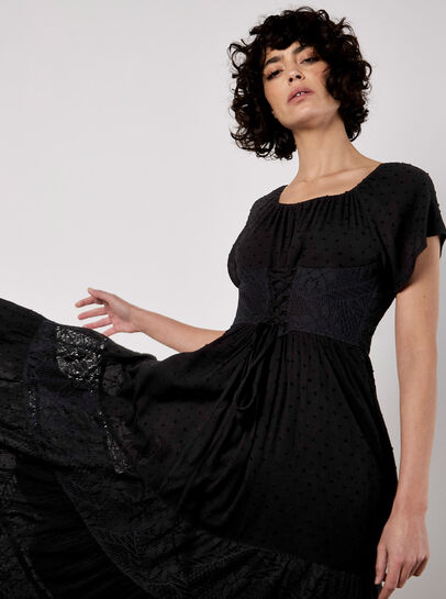 Lace Detail Corset Maxi Dress