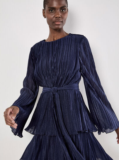 Plisse Tiered Mini Dress