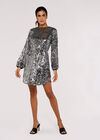 Sequin Shift  Mini Dress, Light Grey / Silver, large