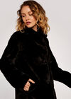 Soft Faux Fur Coat, Black, large