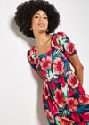 Tropical Floral Mini Dress, Fuchsia, large