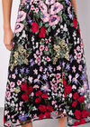 Embroidered Floral Mesh Midi Skirt, Black, large