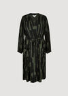 Curve Abstract Lines Midi Dress, Khaki, large