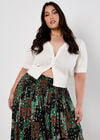 Floral Patchwork Crinkle Wide-Leg Trousers, Green, large