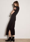 Cotton Ruched T-Shirt Maxi Dress, Black, large