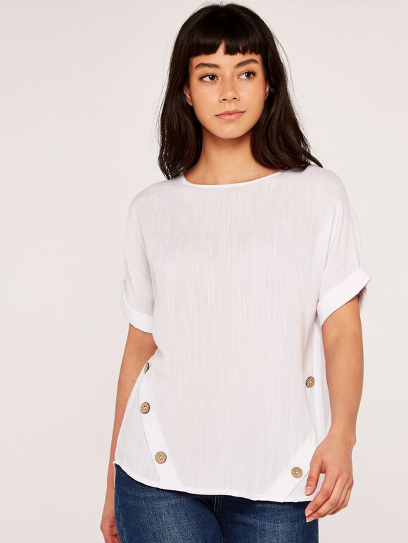 Side Button Top, Cream, large