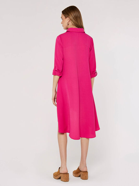 High-Low Hem Shirt Mini Dress, Pink, large