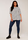 Curve Wild Dot Frill Sleeve Tiered Top, White, large
