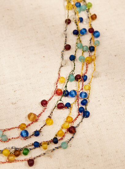 Layered Colourful Bead Necklace