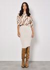 Zebra Jumper Knitted Midi Dress Set, Cream, large