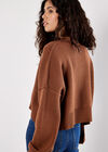 Ribbed Knit Cropped Jumper, Rust, large