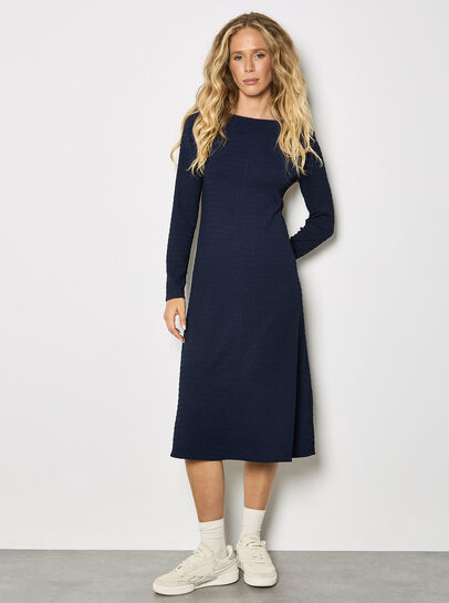 Textured Jersey Midi Dress