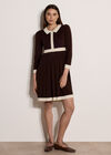 Colour Block Retro Knit Mini Dress, Brown, large