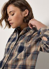 Mixed Check Oversized Shirt, Navy, large