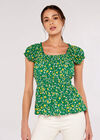 Ditsy Milkmaid Top, Green, large