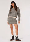 Check Knitted Jumper, Stone, large