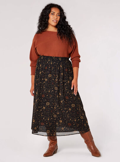 Curve Constellation Midi Skirt