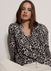 Leopard Print Lightweight Ribbed Jumper, Light Grey, large