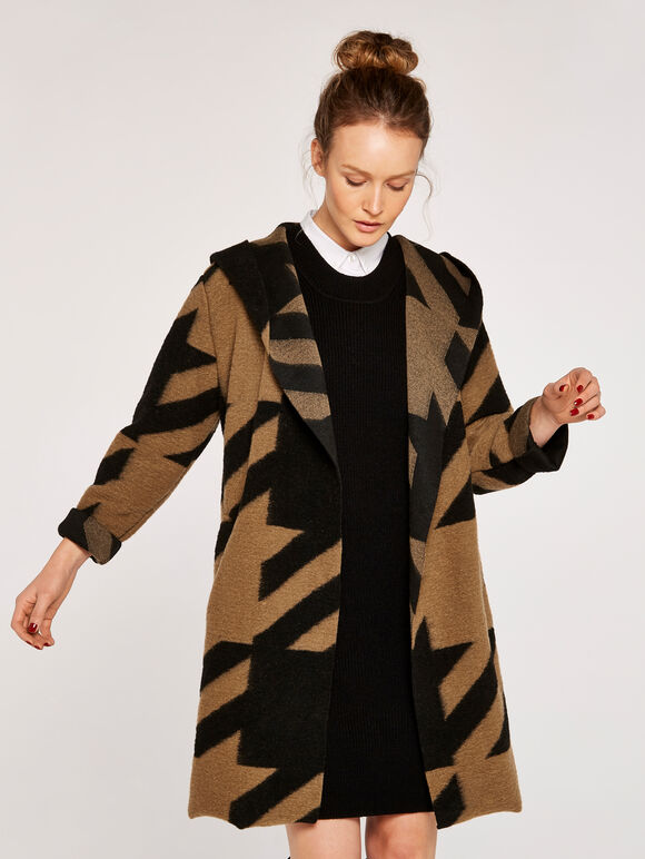 Hooded Oversized Coat, Stone, large