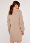 Cable Knit Jumper Dress, Stone, large