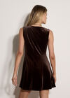 Velvet Swing Mini Dress, Brown, large