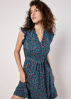Ruffle Floral Mini Dress, Blue, large