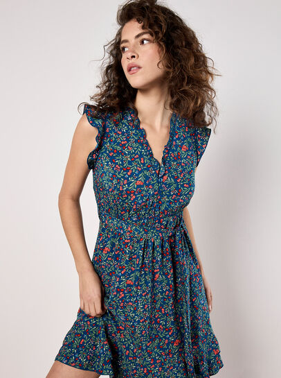 Ruffle Floral Mini Dress