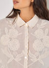 Floral Embroidered Cotton Shirt, Stone, large