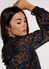 Animal Print Chiffon Top, Navy, large
