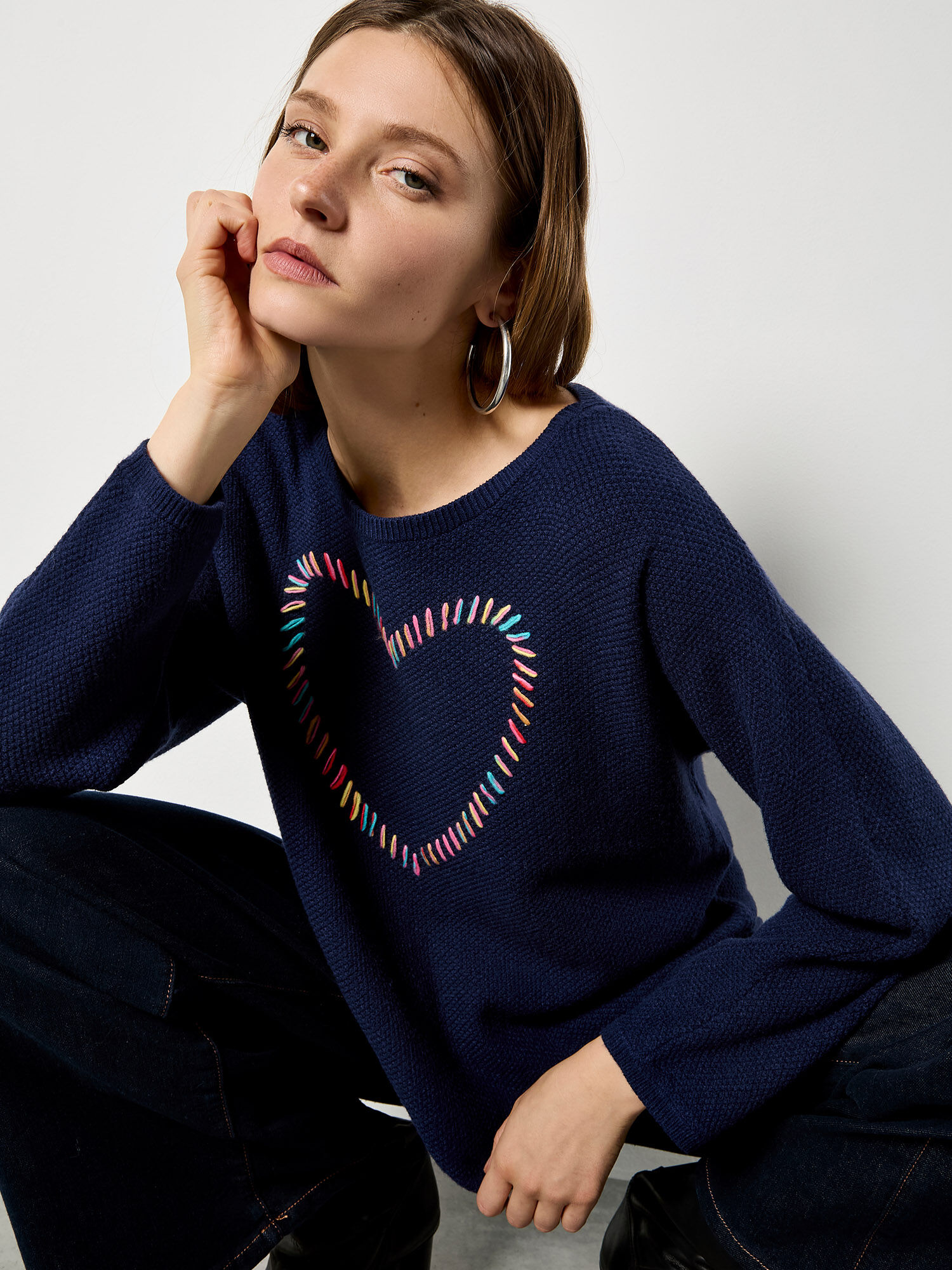 Colourful Stitched Heart Jumper | Apricot Clothing Colourful Stitched Heart Jumper | Apricot Clothing