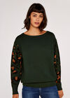Animal Sleeve Jumper, Green, large
