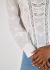 Cotton Embroidered Ruffle Shirt, White, large