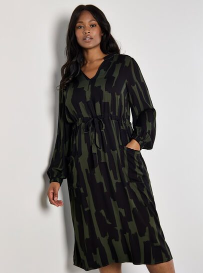 Curve Abstract Lines Midi Dress