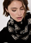 Diamond Border Snood Knitted Mini Dress, Black, large