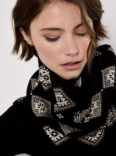 Diamond Border Snood Knitted Mini Dress