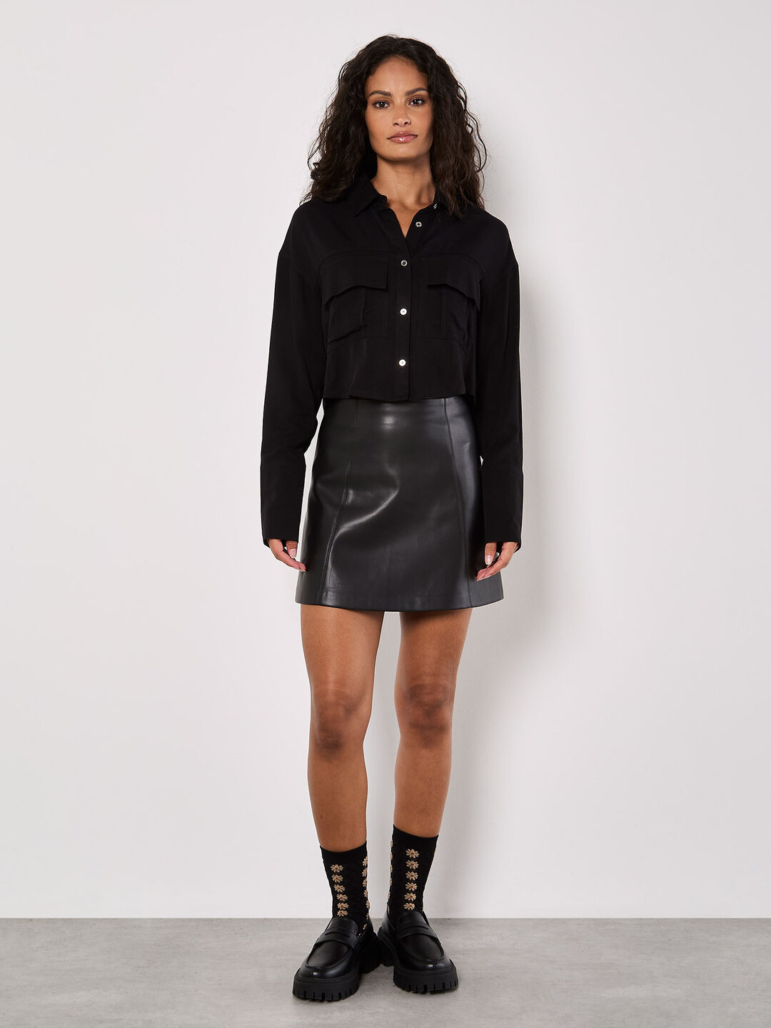 Image of Faux Leather Mini Skirt