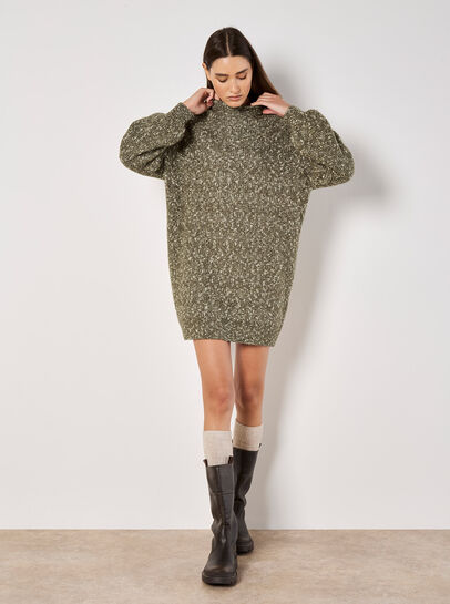 Flecked Knit Jumper Mini Dress
