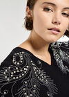 Diamante Feather Jumper, Black, large