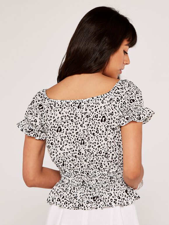 Animal Print Cropped Top, Cream, large