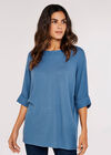 Waffle Knit Top, Blue, large