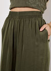 Textured Satin Wide Leg Trousers, Khaki, large