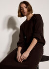 Fine Knit Cable Jumper, Brown, large