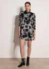 Abstract Knit Cocoon Mini Dress, Grey, large
