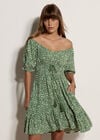 Irregular Spot Bardot Mini Dress, Thyme Green, large