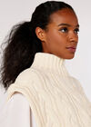 Chunky Cable Knit  Vest, Cream, large